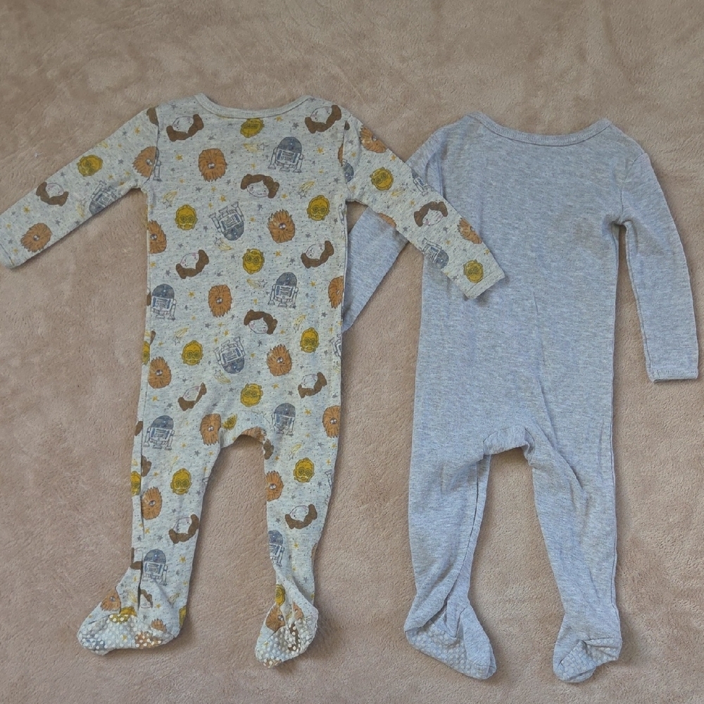 STAR WARS Princess Leia R2-D2 Baby Girls 2 Pack Zip Up Sleep N' Play Footie 12m - Picture 5 of 12